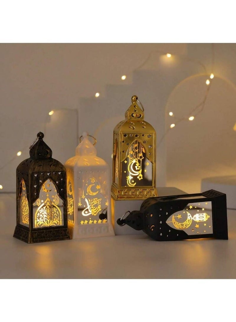 Black Decorative LED Lantern  – Crescent & Star Cut-Out Design – Warm Ambient Table Light – Metal Frame Accent Lamp - Image 5